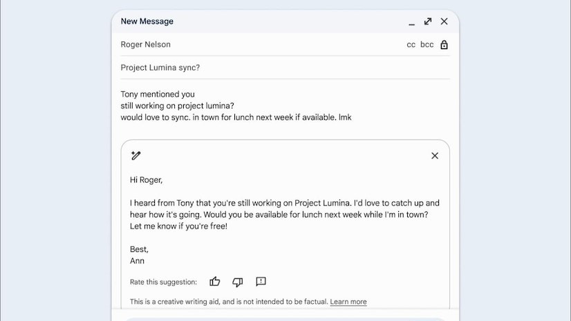 Gmail Writing an Email on the Web with AI