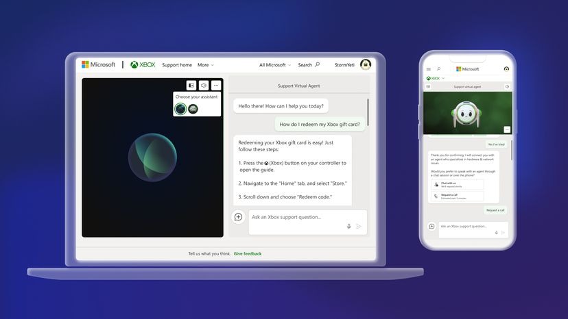 how the Xbox chatbot appears across desktop and mobile